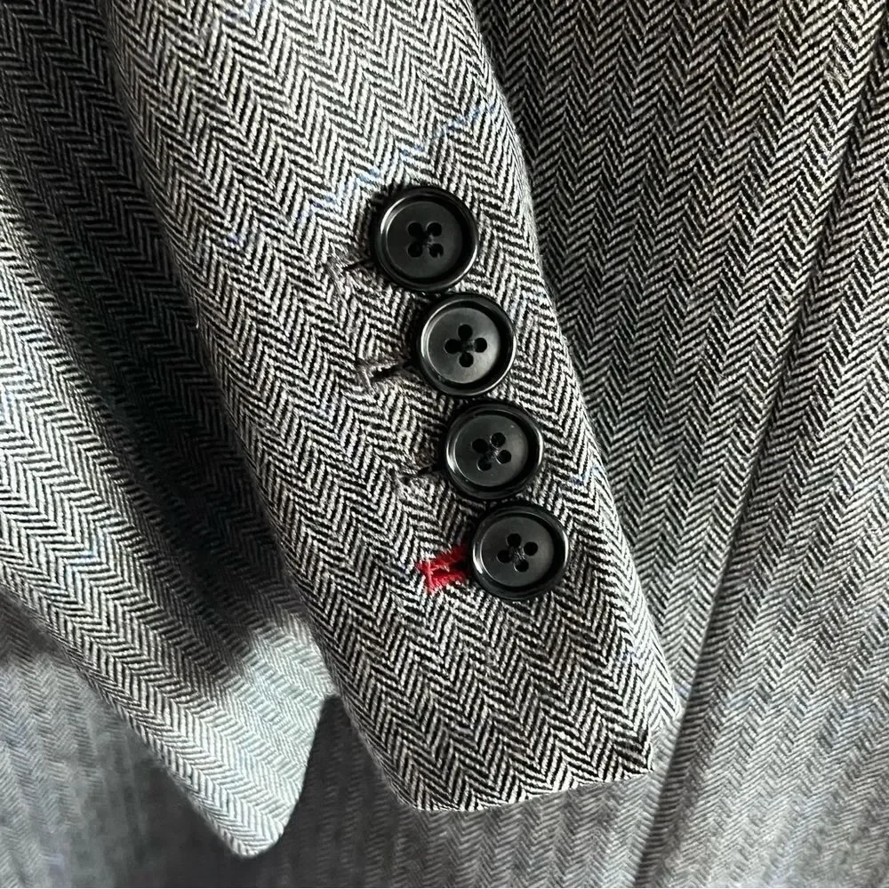 Men's Custom Marzoni Herringbone Silk & Wool Suit Jacket